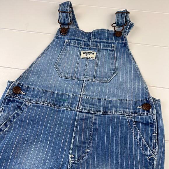 Oshkosh B’gosh Rainbow pinstripe Denim Jean Overalls Size 4T Girls - Picture 3 of 8